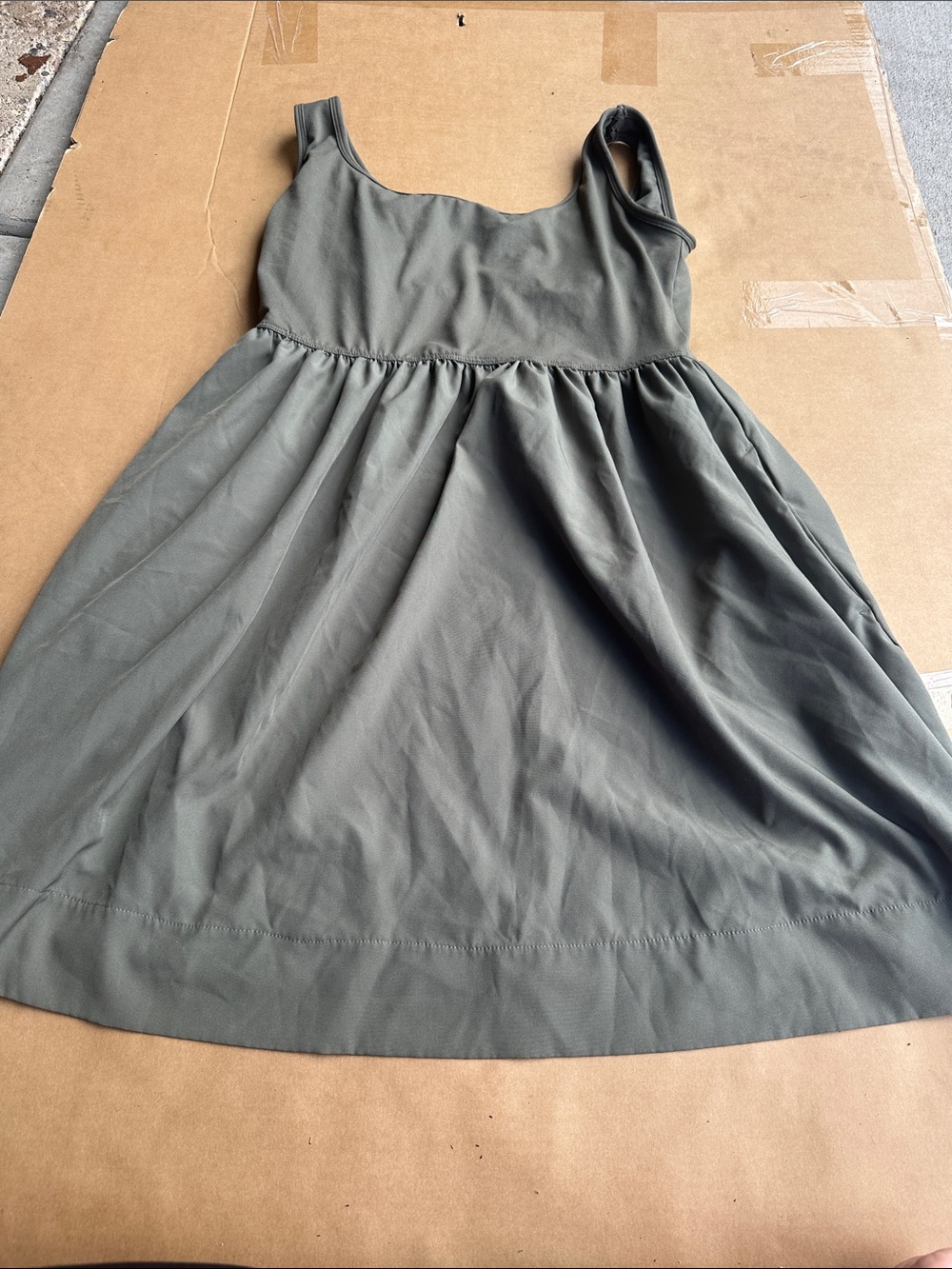 Serra Olive Green Sleeveless A-Line Dress